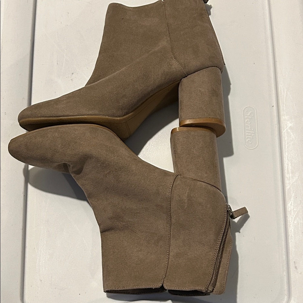 Old Navy Taupe Suede Block Heel Ankle Boots